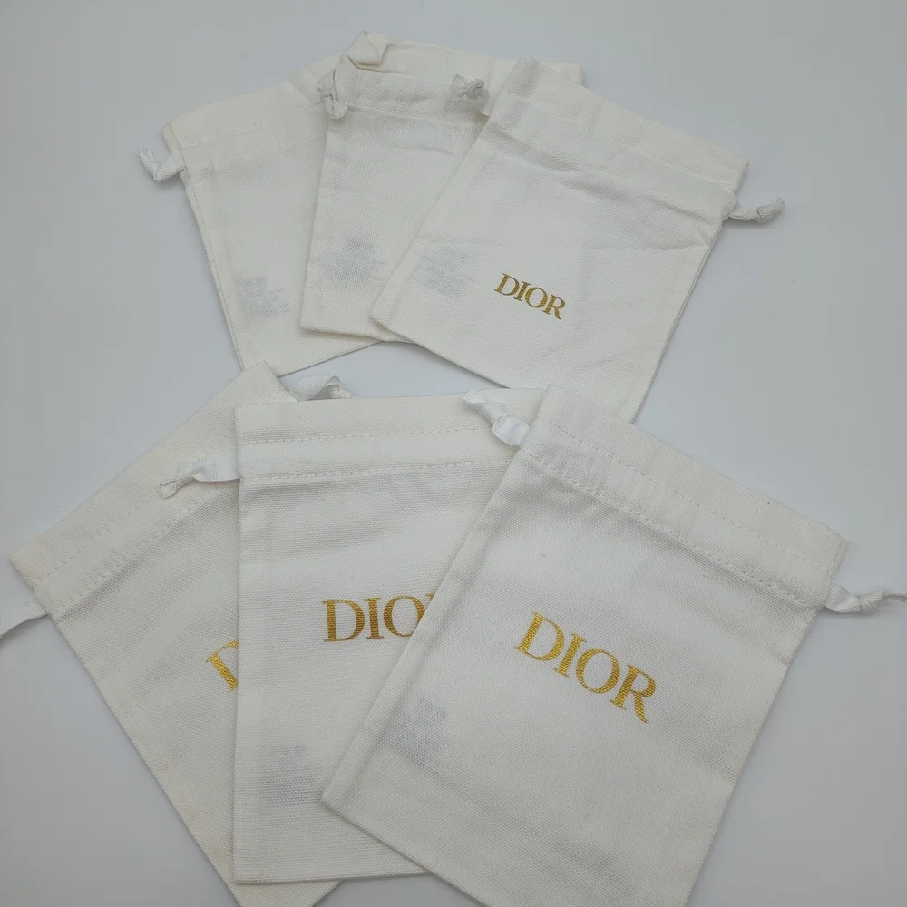 DIOR Dust Bag Set 6pc Cotton Drawstring Pouch Small Large Gift Packaging NWOT
